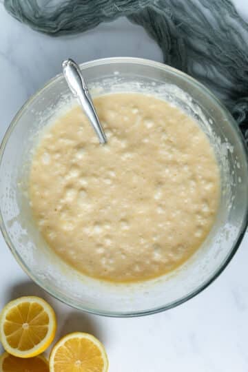pudding batter with egg whites folded into the batter.
