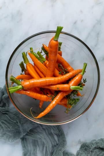 Dutch carrots in a bowl.