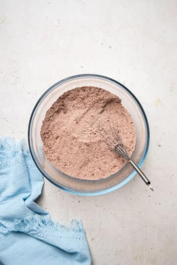 dry ingredients for chocolate pudding, in a bowl.